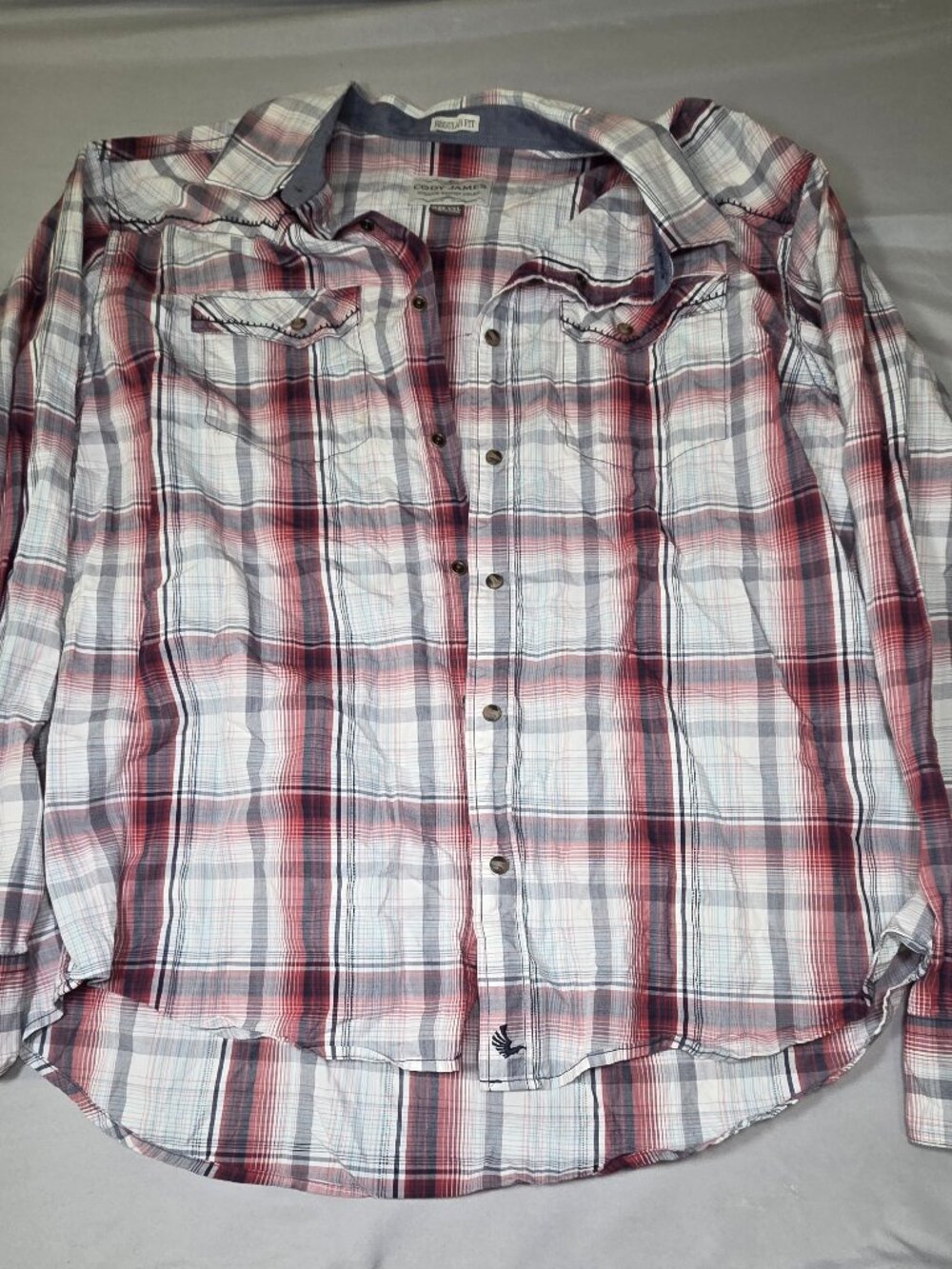 Cody James Western Plaid Snap Shirt Gold Nugget XXL